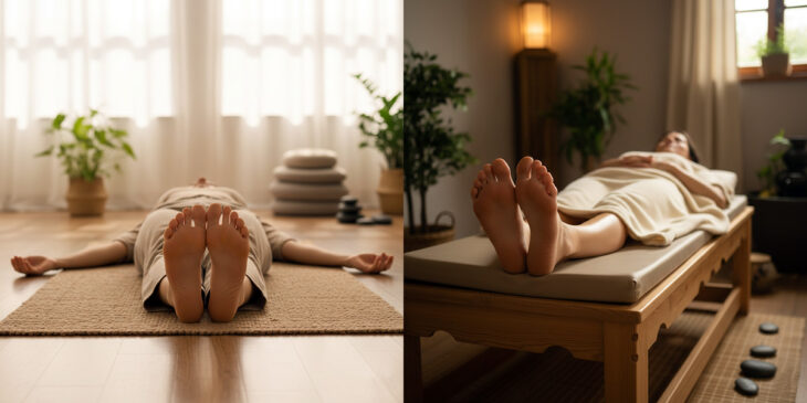 Savasana e riflessologia a confronto