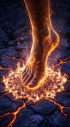 Elemento fuoco e il piede